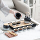 Jinpan Travel Tea Set with Tea Tray Outdoor Portable Ceramic Storage Bag Complete Kung Fu Tea Set Men’s Hand Gift Gradient Lift Pot Set Gray Leather Bag