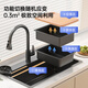 Jiumu Kitchen 304 stainless steel hand-made volcano hammer pattern sink large single-slot under-counter household sink and dishwashing basin volcano hammer pattern + large slag collection net + pull-out faucet 800X460 + SF Express