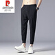 Pierre Cardin summer leggings men's casual pants trendy ice silk quick-drying nine-minute pants harem pants sports casual pants gray leggings 2XL