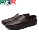 CARTELO men's beanie shoes Korean version of business work casual leather shoes breathable and versatile non-slip one-step men's shoes 2025 spring J40-D829 brown special price brand cut off 44 high-end flagship genuine products