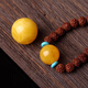 Fat Donglai quality beeswax single bead with guinea pig yellow floating flowers old wax single round bead chicken fat yellow full honey about 16mm 1