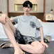 莫代尔夏季男士睡衣棉质加肥加大码男夏家居服短袖夏天青年韩版薄款半袖 9926[H系列男短袖短裤套装] L [100-125斤]
