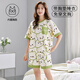 Yalu summer short-sleeved pajama set for women with breast pads integrated home clothes spring and autumn large-size thin style can be worn outside in summer GXT1047 M (recommended 75-95Jin [Jin equals 0.5 kg])