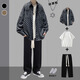 Rongxitu Chaqueta de chaqueta de chaqueta de color caqui Camisa de cinco piezas de cinco piezas Spring y Autumn New Style Card 684+White Short Sleples+Grey Big Rope Pants+Collar+Calcetines XL La calidad es más alta que la de los compañeros