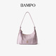 Bampo Jinyuan bag, first-layer cowhide HOBO bag, 2025 new textured soft leather cross-body armpit bag, shoulder bag, black carbon 930