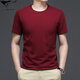 Septwolves (Septwolves) Red Summer Pure Cotton Cott-Shirt T-Shirt Herren-halbärmelige lose T-Shirt-Basis-Hemd im mittleren Alter im mittleren Alter der Männer mit dem neuen Herrenburgund 7018 L geeignet für 120-140jin [Jin gleich 0,5 kg]