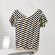 Pier Cardin French striped short-sleeved T-shirt for women in summer 2025 new loose slim v-neck thin knit sweater ice silk top DX829# striped color S recommended 85-99Jin [Jin equals 0.5 kg]