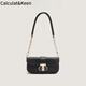 Calculat/Keen (Calculat/Keen) CK Women's Bag Original Pfirsich Oolong Französische Unterarm -Tasche Nische Kette Crossbody Single Schulter 753 Schwarz und Grau 2 Schultergurte Spot Geschenkbox + Geschenk