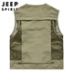 JEEP SPIRIT吉普工装马甲男士春夏季钓鱼背心机能多口袋外套男装 卡其 2XL