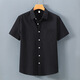 100% pure cotton American heavy short-sleeved shirt men's summer solid color lapel work casual white shirt 1502 bean paste red pocket 3XL (170-190Jin[Jin equals 0.5 kg])