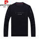 Pierre Cardin brand men's long-sleeved t-shirt pure cotton 2025 new tops spring and autumn round neck sweatshirt men's autumn bottoming shirt men A31 gray velvet thickened L 170 recommended 120-140Jin Jin equals 0.5 kg