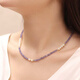 Shengbei Lavender Color High Quality Tanzanite 5mm Aurora Perfect Round Freshwater Pearl Necklace 18k Gold 42cm