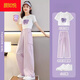 Yan Ruyue Kinder Set Girl Sommer Kurzarm 2025 Neue Arbeitshose Große Kinder Internet Promi Schwarz Sportkleidung 19150 Lila 15265 Aprikose 120 cm