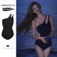 Nanmu Xiong Swimsuit Women's Summer New Sexy One-piece French Retro Bikini Small Breast Gathered Backless Hot Spring Swimsuit Black L 75-115Jin Jin is equal to 0.5 kg