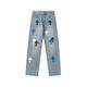 Chrome Heart Stu Vlbe Miami ch Color Cross Veneer Men and Women Style High Street American Straight-Drum Croque Jean noir Cross jaune (9928) S