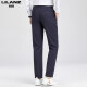 Pantalones casuales para hombres de Lilang Pantalones de verano de seda de seda de Mulberry Pantalones para hombres Pantalones rectos anti-jorros sin planchar pantalones largos Trendy Blue H9896 35 Todos