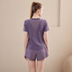 [Sweat-sweat suit] Summer yoga suit women's short-sleeved shorts quick-drying exercise fake two-piece running fitness suit purple L
