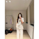 CLOLV KISS CK High-End Butterfly Printed Ice Seide Pyjamas für Frauen im Sommer kurzärmelige süße Ins Home-Kleidungsset können draußen getragen werden. YFY9901 [Silky Cool] M [Vorschlagen 80-100jin [Jin ist gleich 0,5 kg]]]