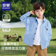 Romon children's long-sleeved striped shirt boys college style casual versatile spring and autumn shirt 2026 new blue 160