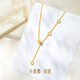 LZJV new 18k gold plated necklace women's gold small waist pendant transfer beads passerby 3d hard gold fashion gift to girlfriend gold small waist necklace