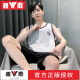 雅鹿睡衣男夏季背心短裤青年学生可外出家居服夏天中老年宽松纯色套装 品牌H9928(短袖短裤) L (建议100-120斤)