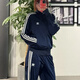 Adidas Clover Men and Women 2025 Summer Classic Striped Stand Collar Navy Retro Veste IR9893 Navy IR9893 One Taille XS