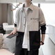 Shirt jacket men's 2025 new spring and summer style Hong Kong style trendy jacket casual loose long-sleeved jacket top 8025 black 2XL