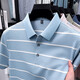 
Kangaroo (DaiShu) short-sleeved T-shirt for men 2025 summer trendy striped lapel half-sleeved business casual loose large-size top middle-aged AN15100 light sky blue 3XL