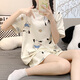 Ou miaoyu pyjamas pour les femmes en été nouveaux shorts à manches courtes 2025 Nouveau dessin animé mignon grande taille pour les vêtements à la maison en plein air 1048 # lapin violet m