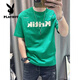 Playboy (PLAYBOY) short-sleeved t-shirt for men 2025 summer new cotton letter print men's casual tops youth men's clothing trend black 1416 S 80-95Jin Jin equals 0.5 kg
