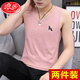 LangSha solid color vest for men in summer slim round neck letter printed base shirt casual sports fashion fitness vest 9793 light gray + 9229 dark gray S recommended 70-90Jin [Jin equals 0.5 kg]