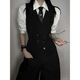 XingSuyao (Xingsuyao) Suit Vest Men and Women Style Neutral Handsome Senior British Gun Colliline Businet Slim Vest Clip Casual Horse Clip noir Vente Black Kirt + Tie noire + Pantalon noir XL Suggestions [125-140]