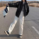 Ono seven-day black leather jacket for women, 2025 spring and autumn new Hong Kong style retro high-end clamp motorcycle fashion top leather jacket [black single layer 90-130Jin [Jin equals 0.5 kg]]
