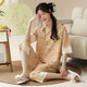 2025 new pajamas for women in summer short-sleeved suit for Chinese style knitted cotton cropped pants casual home clothes can be worn outside 9908 L [100-120Jin [Jin equals 0.5 kg]]