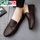 CARTELO men's beanie shoes Korean version of business work casual leather shoes breathable and versatile non-slip one-step men's shoes 2025 spring J40-D829 brown special price brand cut off 44 high-end flagship genuine products