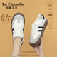 La Chapelle Frauenschuhe, deutsche Trainingsschuhe, neue dicke alleinige vielseitige weiße Schuhe, Sportbrettschuhe, Weiß und Schwarz von Frauen 36