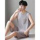 Langsha Pyjamas Herren Sommer Baumwollweste ärmellose Shorts locker plus großer Casual Style Thin Home Clothing Set NJR-LX12027 Blau gestreifte Hosen runden Hals Pullover 3xl [Sammlung und Kauf, Prioritätsablieferung]
