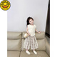 
G.DUCKKIDS little yellow duck] New Korean version of girls' vest set summer suit 2025 fashionable thin summer two-piece set off off white drawstring top + floral wide-leg pants 140
