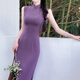 Im neuen chinesischen Stil des europäischen (Yiou) White Purpur modifizierten Cheongsam -Rock