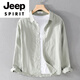 JEEP SPIRIT men's linen long-sleeved shirt Japanese loose casual clothes Spring and autumn cotton linen shirt jacket top 9207 white M 95Jin [Jin equals 0.5 kg] about