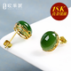 OUCERNY natural jasper earrings 18K gold inlaid jade earrings and field jade jasper earrings jade spinach green gift small style