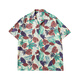 Fhhuabd thai-Stil Vintage Kubanischer Kragen kurzärmelig Blumenhemd Männer und Frauen Lose Paar Hawaiian Style Ice Seide Kurzärärmeleide 831 2xl
