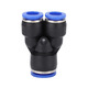 EXSN pneumatic PY equal diameter/PW variable diameter Y-type three-way pneumatic trachea quick plug connector blue plastic connector PW12-8 (5 pieces)