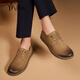 
Millies' new top layer cowhide men's shoes casual retro flat tilted toe shoes men's Birkenstock shoes U1503 yellow 41