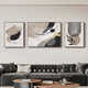 Él Jiangong Black, White y Gris Abstract Sofá Fondo de pared Pintura decorativa Sentón Sala de estar Pintura colgante Moderno Tres JD13782 Izquierda y derecha 40*60 Middle 80*60