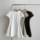 
ZIPJBX short-sleeved dress with small fragrance style waist-hugging and slimming A-line skirt-feeling temperament women's clothing Black #1283 2XL