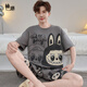 
Yougang pajamas for men in summer short-sleeved pure cotton thin style for teenagers in summer can wear outside and add fat to increase the size of men's home clothes. 1517 L (170cm recommended weight 110-135)
