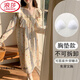 浪莎（LangSha）2025新款春秋季天长袖波点女士睡裙带胸垫一体大码睡衣孕妇家居服 16863 不带胸垫 M (建议体重80-100斤)