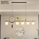 Handisi New Chinese Tea Room Chandelier Restaurant Light Zen Chinese Style Modern Simple Bar Dining Table Study Room One-line Strip Light FR9901-4C