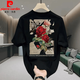 Pierre cardin rose print heavy short-sleeved T-shirt men's summer American retro trendy brand loose large size base shirt half-sleeved top white [front left and back large picture K838 SAYHI hand XL recommended 140-160Jin [Jin equals 0.5 kg]